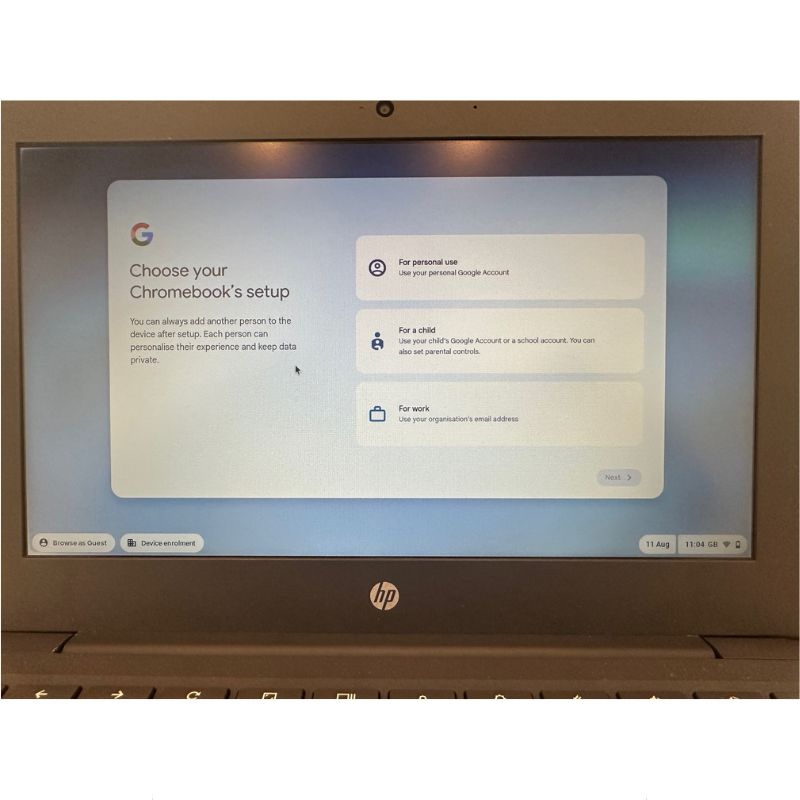 HP ChromeBook G6 EE 11.6" HD Laptop - Intel Celeron N3350/4GB RAM/32GB SSD/Chrome OS