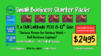 5 pack of Dell Latitude 7530 15.6" FHD Laptop - Intel Core i5-1245U/16GB RAM/512GB SSD/Windows 11 (5 pack )