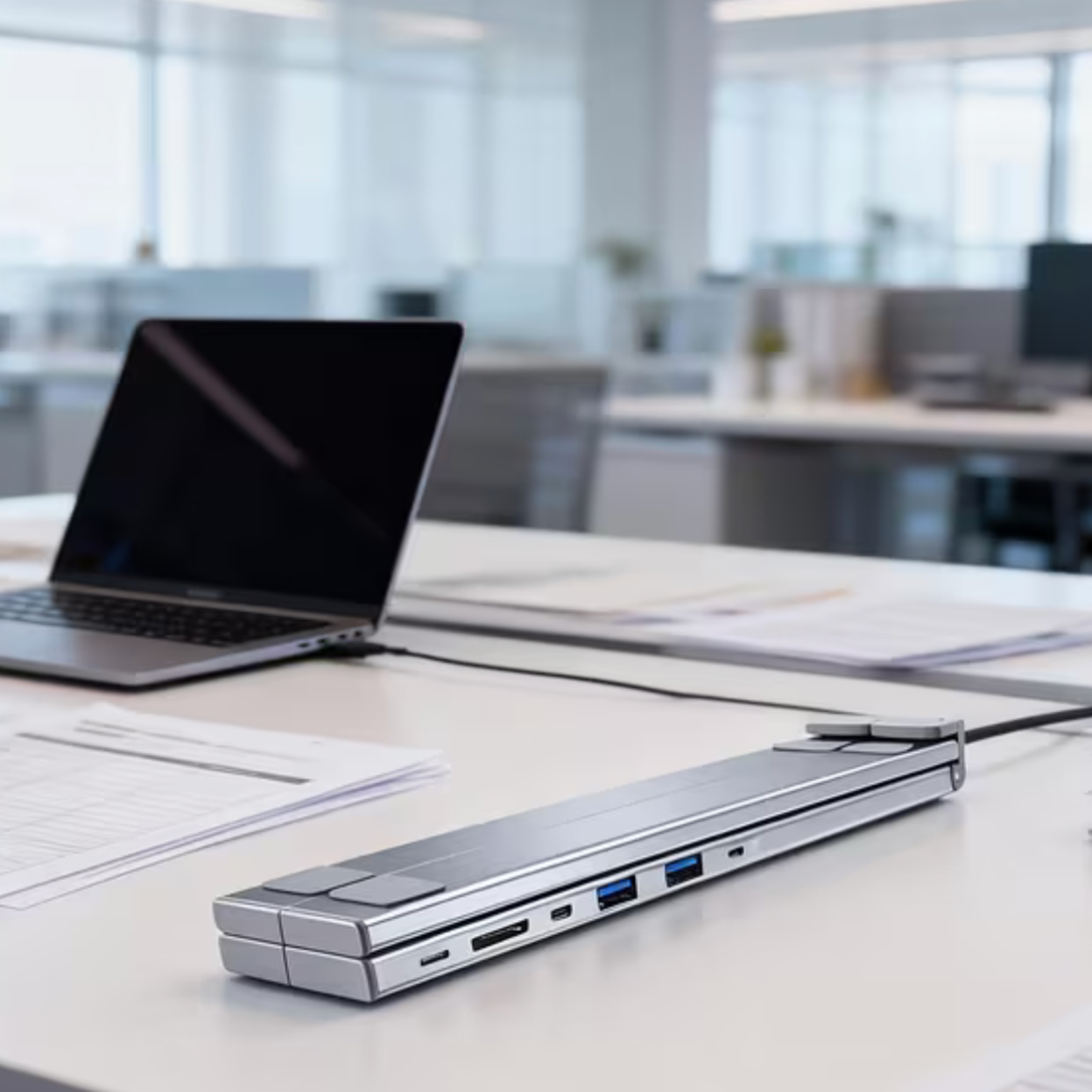Usb-C Laptop Dock Stand, 6-In-1 Tablet Stand for Desk, Foldable And Adjustable Computer Stand, Charging Not Supported