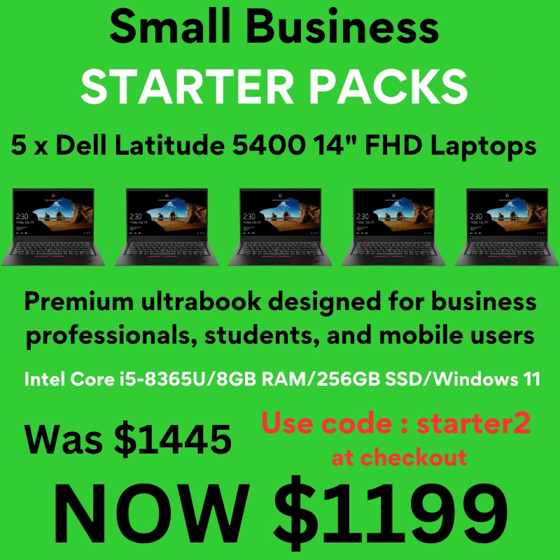 Small Business Starter Pack - 5 x Dell Latitude 5400 14" FHD Laptop - Intel Core i5-8365U/8GB RAM/256GB SSD/Windows 11